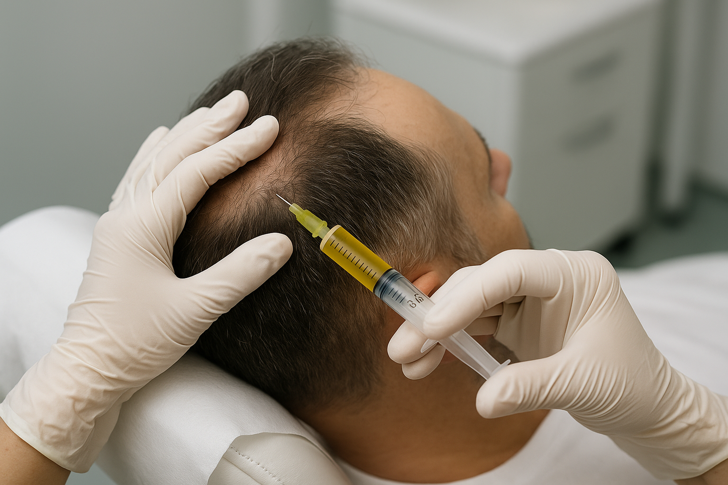 prp therapy hair growth treatment showing only the client