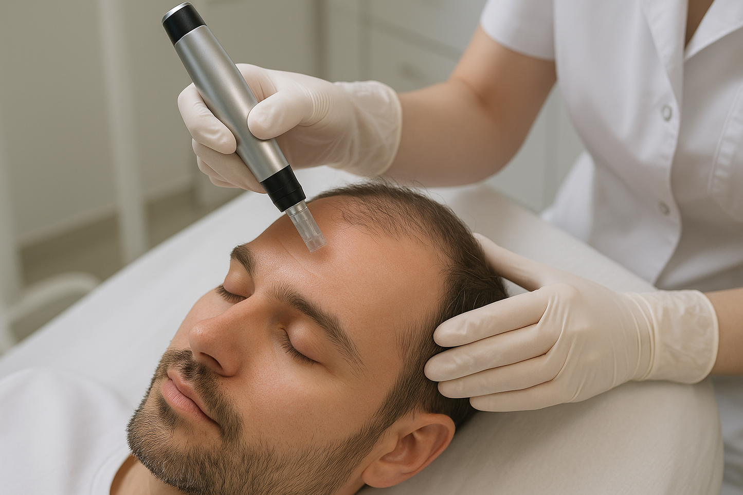 dermapen for scalp showing only the client