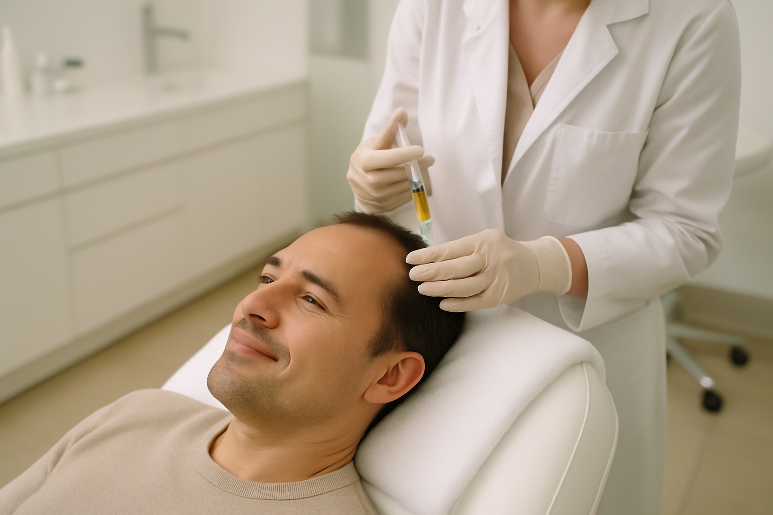prp hair therapy showing only the client