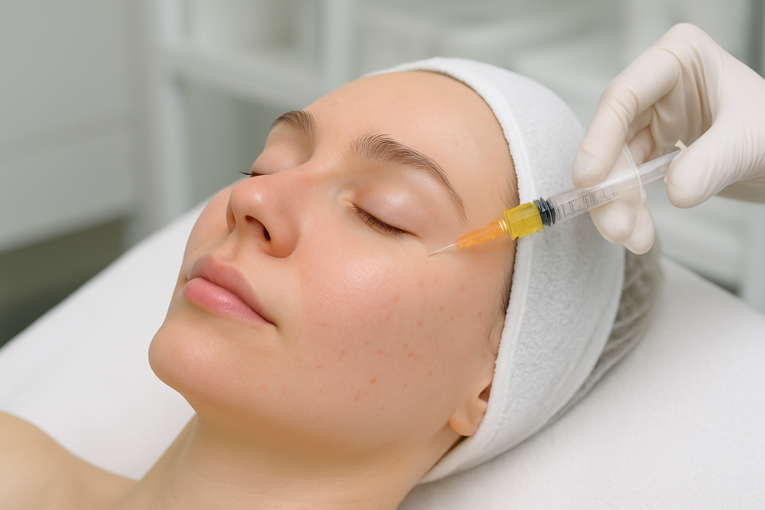 prp therapy face treatment showing only the clienbt